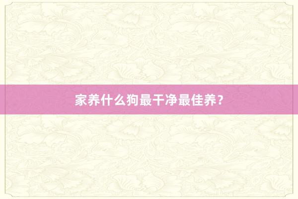 家养什么狗最干净最佳养？
